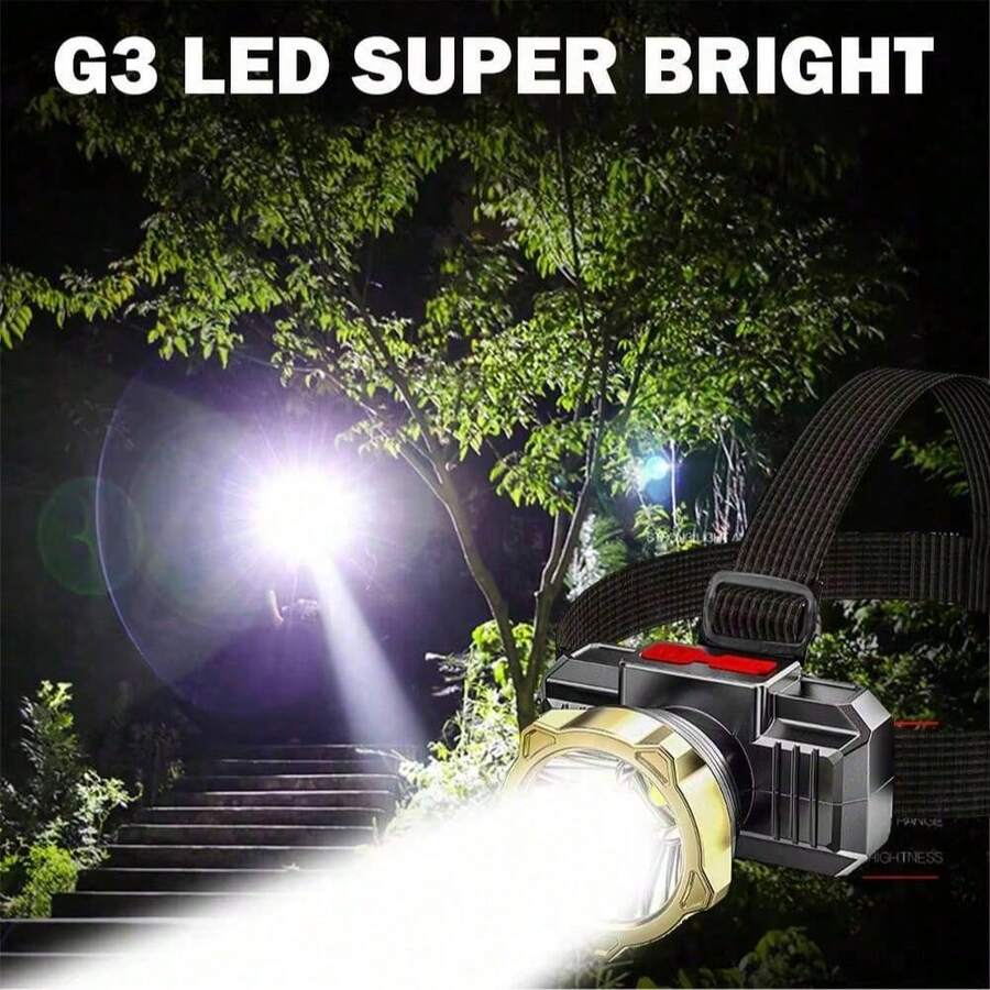 1pc Rechargeable Powerful Fixed Focus LED Headlamp, Camping Hunting Fishing Mini Headlight