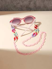 1 Set 1 PC Girl 4-8Y Cute Bow Cat-Eye Frame Fashionable Pink Glasses And 1 PC Bohemian Ring Buckle Eyeglass Chain, Suitable For Daily Outfit Matching, Ideal As A Holiday Gift - Multicolor - View 4