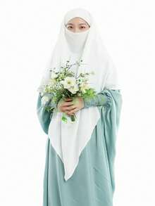Khalat Muslim Prayer Hijab - 2 Layers Soft Breathable Islamic Dubai Women's Instant Long Hijab - Color - View 2