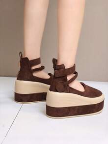 Women's Platform Pumps, High Heel Waterproof Thick Bottom Slip-On Casual Shoes - Brown - View 6