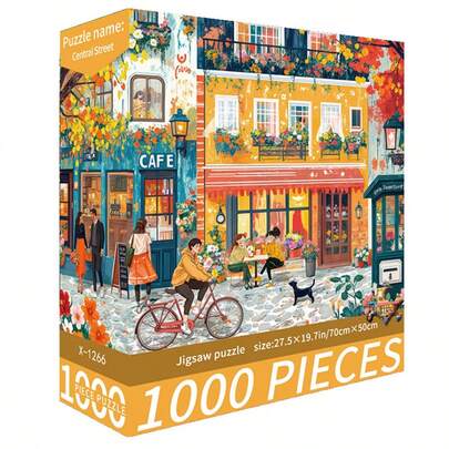 1000pcs Puzzle Toy, Size 70cm*50cm, Oil Painting Landscape & Cartoon Pattern, Adult Stress Relief, Decorative Art, Suitable For Halloween, Christmas, Birthday Gift