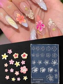 2pcs Spring Petal Silicone Nail Art Molds, Lily & Cherry Blossom Floral DIY 3D Nail Design Reusable Nail Art Mold Templates - Clear - View 10