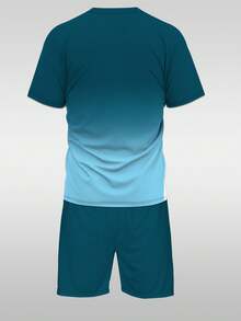 男士休闲宽松圆领短袖T恤短裤套装（2件套），男士休闲沙滩装 - 彩色 - 查看 3