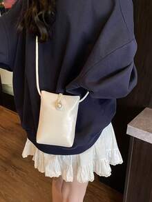 新款中国风迷你手提包，女士时尚百搭休闲单肩斜挎手机包 - 白色 - 查看 4