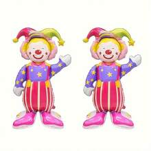 2/4/6pcs 24.4 Inch Standing Clown Foil Balloons, Circus Theme Party Decoration, Carnival Theme Party Decor, Birthday Party Supplies - View 2