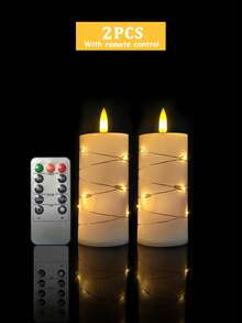2/4/5/8/12pcs Fairy Candle Lights, With Timer Remote Control, Embedded Twinkle String Lights, Battery Powered, Suitable For Home, Halloween, Christmas, Valentine's Day, Mother's Day, Birthday, Wedding, Party - White - Exterior String Lights - View 14