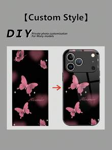 1pc Customized Name & Sweet Punk Black/Pink Pattern Liquid TPU Full-Wrap + Tempered Glass Shockproof Anti-Scratch Phone Case Compatible With Apple 17 Pro Max/16 Pro Max/15 Pro/14 Plus/13 Pro/12 Pro Max/11/Xs Max/8/7/6 Plus, Galaxy S26/S25 Ultra/S24 Ultra Series, / Phones,International Version, Not The Domestic Version - Black - View 7
