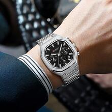 CURREN Men's Multi-Function Chronograph Business Casual Stainless Steel Strap Waterproof Calendar Wrist Watch, Gift For Men - Multicolor - View 5