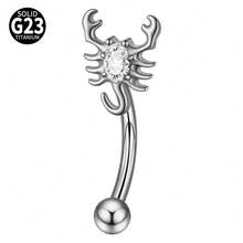 1PC TItanium Butterfly Rook Piercing Cz Flower/Spider/Moon Eyebrow Navel Ring Flower Cuved Rook Barbell Ear Tragus Cartilage Earrings Piercing - Titanium Original Color - View 10