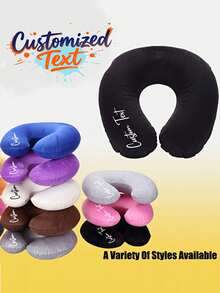 1 buah Bantal Berbentuk U yang Dapat Disesuaikan dengan Nama, Logo, atau Teks, Bantal Leher untuk Perjalanan di Pesawat, Mobil, Rumah, Kantor, Bantal Penopang Leher Portabel untuk Pelajar dan Dewasa - MultiWarna - View 1