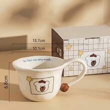 卡通星熊陶瓷餐具，马克杯咖啡杯甜点酸奶饭碗碟，适合家庭厨房日常使用 - 彩色 - 查看 9