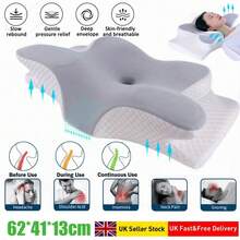 Cervical Memory Foam Neck Pillow Orthopedic Neck Back Support Anti Snore - Grey - View 2