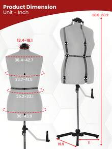 DOPINMIN Maniquí ajustable, torso de maniquí, formas corporales de ropa femenina, maniquí de espuma para exhibición, ajustable a la cintura, caderas, cuello, longitud de espalda y altura según tus medidas, color negro - 38,6-63,2 H - Ver 11