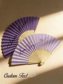 客製化姓名 Logo 婚禮扇，經典 DIY 扇，裝飾性高品質客製化，個性化，時尚，精緻客製化 - 彩色 - 查看 3