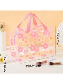 1pc Fashion Printed Transparent PVC Waterproof Travel Cosmetic Toiletry Bag, Large Capacity - Multicolor - View 3