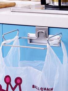 Stainless Steel Trash Bag Holder, Kitchen Cabinet Organizer Hanging Trash Can Rack, Towel & Dishcloth Holder - Multicolor - View 2