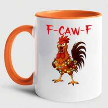 Caneca de café de cerâmica personalizada com galo engraçado, caneca de café branca com galo "Caw-F" divertido, 325ml/445ml, nome personalizável, caneca com tema de galo maluco e humorístico, presente para homens, mulheres, colegas de trabalho e amigos. - Caneca Corvo nº 3 - Ver 2