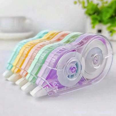 Bộ 5 cuộn băng xóa lỗi Macaron, dung lượng lớn, lõi siêu mỏng, độ che phủ cao, dễ sử dụng, không dễ đứt, vỏ trong suốt, thiết kế nhỏ gọn, tiện lợi, thích hợp cho bài tập học sinh, sửa lỗi tài liệu văn phòng, trang trí sổ kế hoạch, văn phòng phẩm thiết thực cho việc viết và học tập hàng ngày.