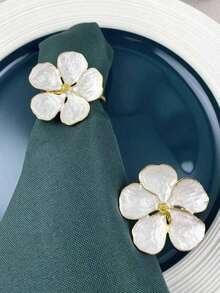 6pcs Zinc Alloy Napkin Ring, Modern Flower Shaped Napkin Ring For Dining Table LG6X - White 6pcs - View 7