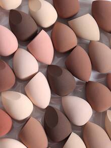4/2/1pcs Dual-Color Makeup Sponges, Random Colors And Shapes, Blending Beauty Sponges For Liquid, Cream And Powder Makeup, Latex-Free Wet And Dry Use, Suitable For All Skin Types - 卡其色 - 查看 4