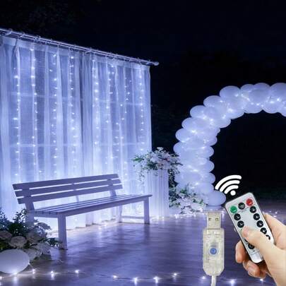 USB Powered LED Curtain String Lights, Home Bedroom Decor Hanging Lights With Remote Control, 8 Lighting Modes, Fairy Tale Lights. Proposal, Birthday, Anniversary, Wedding Ceremony Atmosphere Lighting