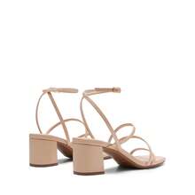 Fashion Chunky Low Heel Summer Sandals For Teenagers Thin Strap Square Open Toe Heeled Sandals For Party Wedding Evening - Màu be - Xem 5