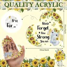 "Never Forget How Strong You Are" Acrylic Heart Decor - Sunflower Elephant Inspirational Desk Sign - Perfect Encouragement, Get Well Soon Gift For Women Teens - 1PC - View 3
