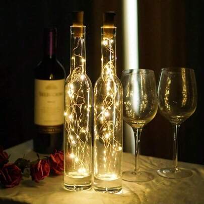 1/5/10 chiếc đèn nút chai, đèn dây LED bằng dây đồng, 20 đèn LED mini nhiều màu sắc, dải đèn nhựa 2m, đèn mini thủ công chạy bằng pin, lý tưởng để trang trí tiệc cưới, tiệc lễ, đám cưới, Giáng sinh, phòng ngủ, dạ hội, chủ đề giả tưởng, nhiều màu sắc, chạy bằng pin (bao gồm 3 pin cúc áo)