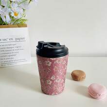 1pc 350ml/11.84oz Stainless Steel Vacuum Insulated Tumbler, Elegant Floral Pattern Coffee Cup, Car Water Bottle - Multicolor - View 11