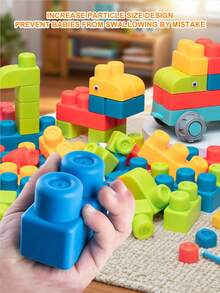 16/21/37/50pcs Large Soft Bite & Boilable Building Blocks, Children Educational Toys With Storage Bin, Suitable For Boys & Girls 3+ Years Old - Multicolor - View 4