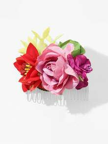Rote Braut Haarkamm mit Vintage Kunstblume, geeignet für Strandurlaub - Verschiedenfarbig - Übersicht 4