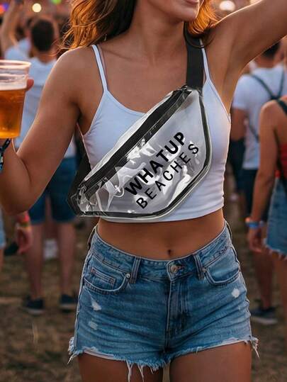 Túi đeo hông trong suốt "WHATUP BEACHES", nhiều màu sắc, có thể điều chỉnh, chống thấm nước, lý tưởng cho du lịch và sự kiện, đựng điện thoại, ví, vé và những vật dụng cần thiết, thích hợp cho các buổi hòa nhạc và công viên giải trí, du lịch, những người đam mê du lịch biển, người tham dự lễ hội và người tặng quà, hoàn hảo cho kỳ nghỉ, những ngày đi biển, lễ hội âm nhạc và các chuyến thăm công viên giải trí, thiết kế nhẹ, dễ mang theo, đa năng như túi đeo hông hoặc túi đeo chéo.