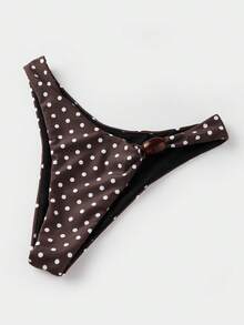 Women's 2 Piece Polka Dots Bikini Sets Halter Triangle Swimsuit Cheeky High Cut Bathing Suits For Summer Beachwear - màu nâu - Xem 9