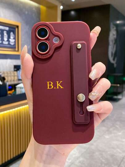 Funda protectora personalizada y minimalista con muñequera con forma de corazón compatible con Apple 17 16, 15, 14, 13, 12 y 11 Pro Max, regalo DIY, accesorio para teléfono, nombre de letra personalizado, funda para teléfono de pareja minimalista antihuellas y a prueba de golpes, regalo del Día de San Valentín, buen regalo de cumpleaños, regalo festivo, regalo para él y para ella, regalo personalizado