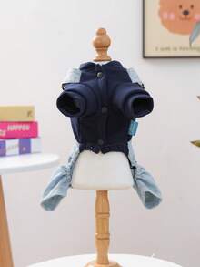 1pc Pet Clothes Dog Suspender Pants Small Dog Apparel - New York Suspender Pants - Blue - View 5