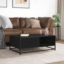 Coffee Table Black 90x57x35 Cm Engineered Wood And Metal - Black - View 3