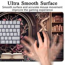 Alfombrilla de mouse gótica grande tamaño XXL alfombrilla de computadora para juegos alfombrilla de teclado extendida de 31.5 x 15.7 pulgadas tela negra con superficie de licra y base de - Un gótico negro - Ver 6