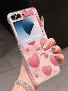 1pc Fashion Simple Matte PC Material Simple And Cute Pink Love Element Folding Phone Case, Can Protect And Prevent Falling For: SamsungGalaxy Zflip 3/Zflip 4/Zflip 5/Zflip 6/Zflip 7/ Find N3 Flip/ Razr 50 Ultra/ Razr 60 Ultra/ 60/ Lola Razr 50/XiaomiMIX Flip/Galaxy Z Flip7 FE - Pink - View 8
