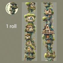 1 Roll/Bag Tape, Fantasy Cottage Series, Vintage Dreamy House-Themed Tape Stickers, Scrapbook Supplies And Notebook Accessories, Used For Decorating Cards, Photo Frames, Computers, Phone Cases, Water Cups, Junk Magazines, Pencil Cases, Suitcases, Desktop Decorative Stickers, Back-To-School Season Stickers, School Supplies Stationery Funny Stickers Kindle - Adhesive Tape - View 13