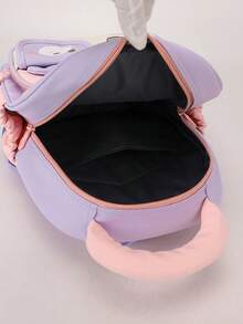 Mushroom Applique Cartoon Backpack, Lightweight Breathable Student Schoolbag, Cute Girls Shoulder Bag - Purple - View 9