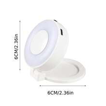 1pc 6cm Mini Round LED Selfie Ring Light, 3-Color Dimmable Magnetic Portable Makeup Light With USB Cable, Modern Bedroom Vanity And Bathroom Night Light, Ideal Ramadan/Easter Gift - A - View 9