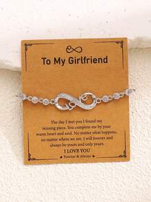 Minimalist Infinity Symbol Letter Adjustable Pull Bracelet, Copper Inlaid Diamond, Women's Chain Bracelet, Suitable For Daily, Festival And Casual Wear, Commemorative Gift For Friends, Sisters, Family, Jewelry Accessory - Silver - View 18