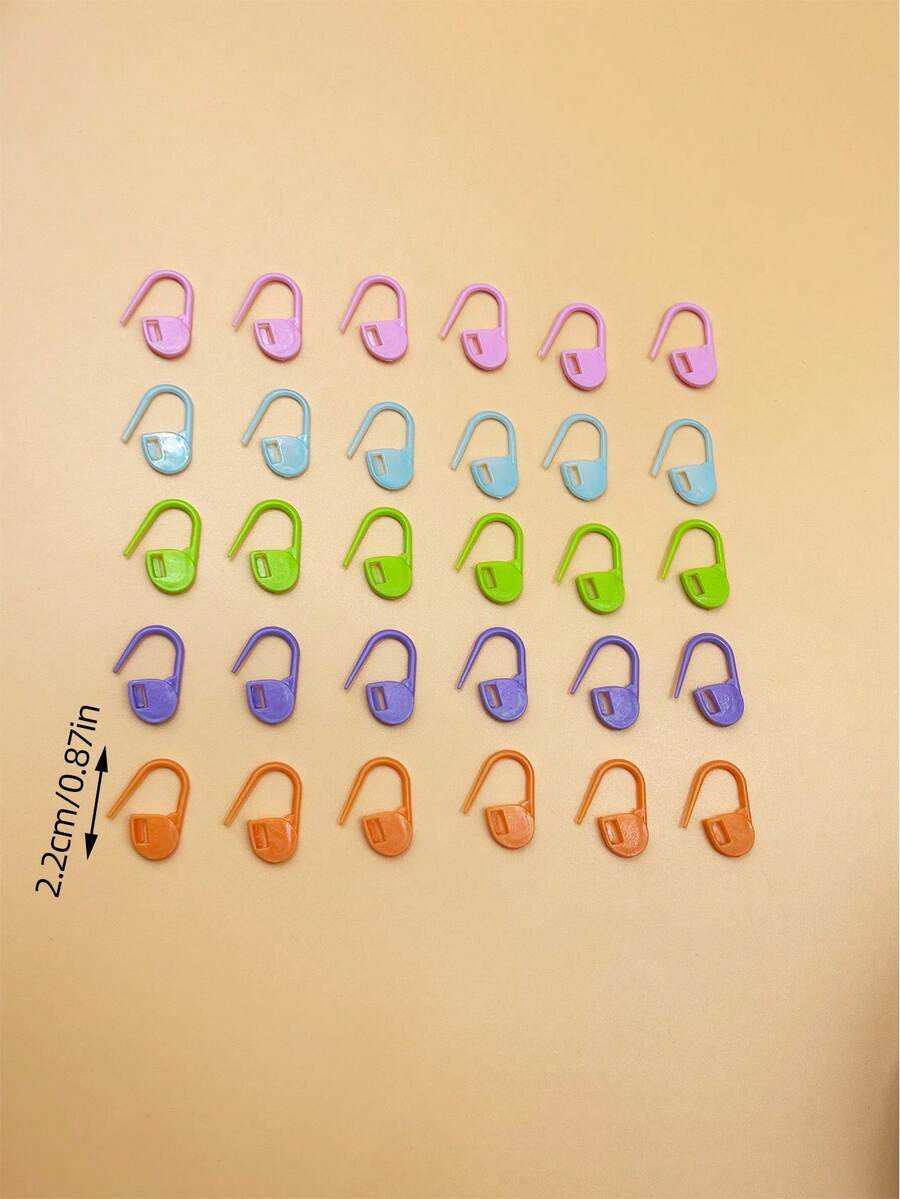30pcs Comma Knitting Stitch Markers, Macaron Color Clip-On Markers For Crochet And Knitting, Positioning Rings For Needlework, Suitable For Knitting Needles And Crochet Hooks, DIY Handcraft - Comma Mark - View 1