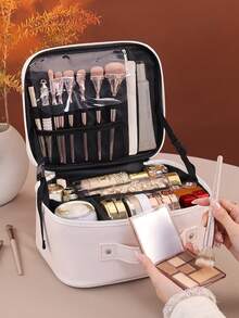 Portable Large Capacity Cosmetic Bag, Multi-Functional Makeup Organizer Bag, Small Handheld Suitcase Makeup Tool Bag - Multicolor - View 3