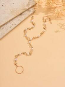 1pc Summer Ocean Style Starfish & Shell Handmade Toe Ring, Fashion Beach Resort Jewelry Anklet For Women, Gold Color Suitable For Daily Outfit, Beach Travel, And Dates - Gold - View 3