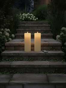 12" X 4" Large Outdoor Flameless LED Candle, Waterproof Flickering, Timer, Battery Powered With Remote, Realistic Pillar Candle, Suitable For Patio Porch Lanterns, Ivory 1/2 Pack - 12-inch Large Candle - View 8