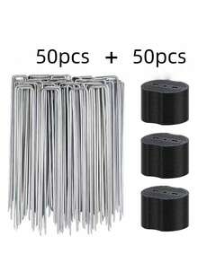 1 套(25 件/50 件)草坪 U 型钉套装,U 型花园桩,25 件草坪 U 型钉 + 25 件垫圈,6 英寸镀锌景观 U 型钉,重型花园钉,非常适合固定草坪和织物 - U型釘+墊圈 - 查看 14