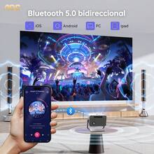 AOC Mini Proyector con WiFi6 y Bluetooth 5.0, Native 1080p y soporte 4K, 8000 Lúmenes, Corrección Automática Vertical Keystone, Pantalla de 300 Pulgadas, Compatible iOS/Android, Portátil para Hogar y Smartphone - Gris - Ver 8
