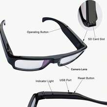 1080P HD Lunettes intelligentes (avec caméra) | Enregistreur vidéo numérique, capacité de stockage 32/64 Go, cadre en ABS noir, batterie rechargeable, objectif HD, design léger et à la mode, fonction caméra de sport - Voir 5