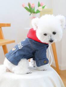 1pc Pet Clothes Dog Jacket Coat, Durable, Dirt-Resistant, Wear-Resistant, Small Dog Outfit With Hood And 4 Legs - California Jacket - Blue - View 3